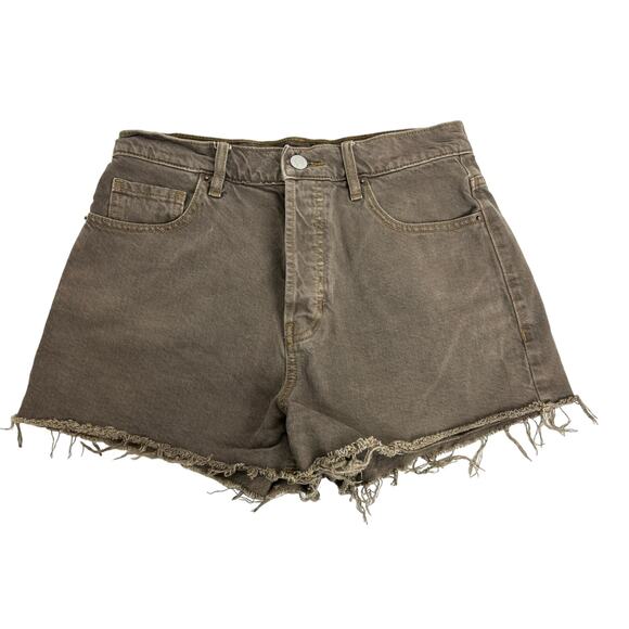 PacSun Vintage High Rise Brown Button Fly Frayed Hem Cutoff Shorts Size 27 - Picture 3 of 12
